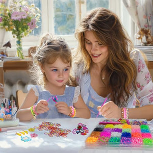 Uolifrem Elastici per Braccialetti Bambini, 29 Colori Elastici Braccialetti Kit, Fai Da Te Loom Bands Kit con Accessori，Starter kit di elastici, Regalo per Ragazze e Ragazzi