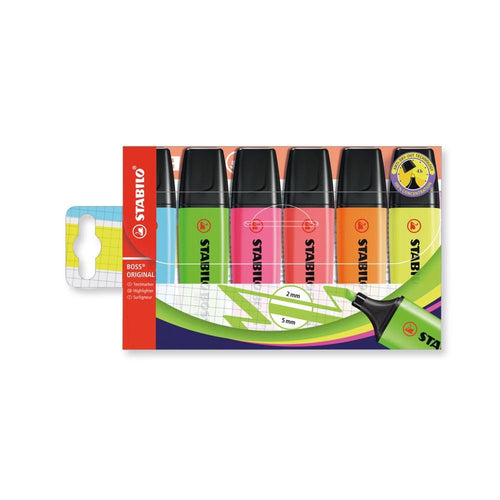 Evidenziatore - STABILO BOSS ORIGINAL - Astuccio da 6 - Colori assortiti