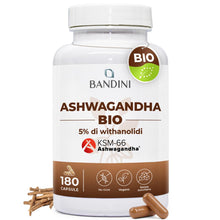 Carica l'immagine nel visualizzatore di Gallery, Bandini® Ashwagandha BIO KSM-66® Vegan (180 Capsule) - Withania Somnifera