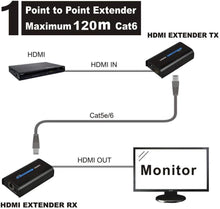 Carica l'immagine nel visualizzatore di Gallery, Extender HDMI, LKV373A 1080P HDMI Trasmettitore Ricevitore 365ft/120M over Singolo Cat5 /Cat6 /Cat7 Ethernet e LAN Router/Switcher per HD STB,DVD,PS3, etc Supporta TCP/IP da Ethernet (PC000120)