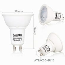 Carica l'immagine nel visualizzatore di Gallery, AGOTD Lampadine LED GU10 Dimmerabili, 3000K Bianco Caldo 7W Lampadina LED GU10 Equivalente alogeno 50W, 615LM, Fasci str