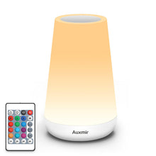 Carica l'immagine nel visualizzatore di Gallery, Auxmir Luce Notturna Bambini, Lampada da Comodino, Lampada LED Colorata con 13 Colori, Luminosità Regolabile, 3 Modi d’Illuminazione, Touch e Telecomando, Batteria Ricaricabile, Bianco