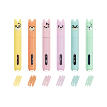 Carica l'immagine nel visualizzatore di Gallery, Legami - Teddy's Style, Set di 6 Mini Evidenziatori, 1x7,5 cm, Giallo, Pesca, Rosa, Lilla, Azzurro chiaro, Verde chiaro, per Sottolineare ed Evidenziare con Precisione