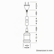Carica l'immagine nel visualizzatore di Gallery, ledscom.de Cavo tessile RETRA, spina, interruttore, bronzo opaco, 3 m, portalampada, 1x E27 max. 60 W