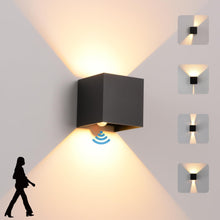 Carica l'immagine nel visualizzatore di Gallery, Applique da Parete con Sensore di Movimento LED Moderno Lampada Esterno Interno Bianco Caldo 3000K a Muro Angolo del Fas