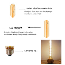 Carica l'immagine nel visualizzatore di Gallery, Lampadina LED Vintage E27 6W Filamento,E27 Tubo Lungo, 2700K Bianco Caldo, H300mm, 600lm, Non Dimmerabile,per Casa, Uffi