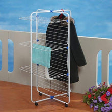 Carica l'immagine nel visualizzatore di Gallery, Gimi Vip 3 Stendibiancheria da Pavimento, Stendino a Torre, Verticale, 3 Ripiani, Spazio di Stenditura 30 m, con Ruote, Acciaio, 71 x 71 x 131 cm