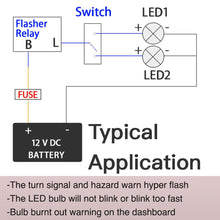 Carica l'immagine nel visualizzatore di Gallery, Gebildet 4pcs 12V 2Pin Elettronico Relè Lampeggiante, Rele Con Regolatore Frequenza Lampeggio Frecce Led Indicatori di Direzione, Velocità Regolabile per Auto e Moto (Arancio)