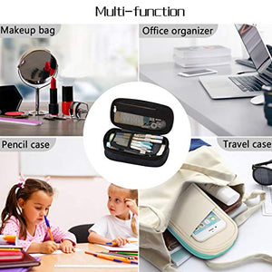 Coolzon Zaino scolastico espandibile, astuccio di grande capacità, astuccio per matite, astuccio per cancelleria, borsa per trucchi, per ragazze, ragazzi, studenti, bambini e adulti, Grigio, Borsa
