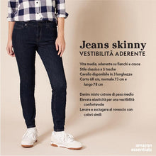 Carica l'immagine nel visualizzatore di Gallery, Amazon Essentials Jeans Skinny Elasticizzati a Vita Media - colori fuori produzione Donna, Delavé Scuro, 44
