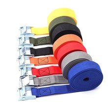 Carica l&#39;immagine nel visualizzatore di Gallery, 4 cinghie con cricchetto, cinghie di tensione regolabili per bagagli, furgoni, camion, moto (giallo), 2 m x 25 mm