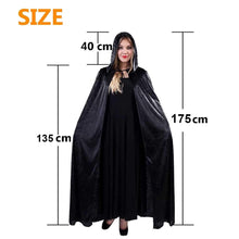 Carica l'immagine nel visualizzatore di Gallery, Zeayebsr 1pc Costume da strega con cappuccio nero di Halloween, travestimento da strega, accessori cosplay per adulti e bambini per riunioni di famiglia