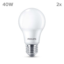 Carica l'immagine nel visualizzatore di Gallery, PHILIPS LED E27, confezione da 2 lampadine, equivalente a 40 W, lampadine LED smerigliate, Plastica, Luce Bianca Calda 2