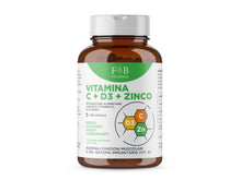 Carica l'immagine nel visualizzatore di Gallery, FB Pharma - Integratore di Vitamina C + Zinco + Vitamina D3 - Alto dosaggio, 180 capsule - Formula studiata in Italia
