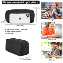 Carica l&#39;immagine nel visualizzatore di Gallery, Della Gao Astuccio portamatite di grande capacità 2 scomparti per portapenne Organizer per forniture di cancelleria per ufficio 20,5 x 11 cm - Nero