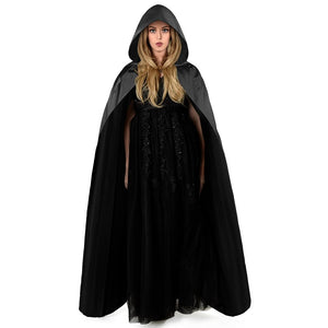 Aomig Mantello di Nero, Mantello Halloween con Cappuccio Lungo Capo Costume, Mantello da Vampiro per Bambino di Travestimento, Halloween, Feste in Famiglia,100cm
