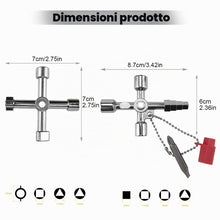 Carica l'immagine nel visualizzatore di Gallery, Set di 9 chiavi universali, triangolari, quadrate, rotonde, per rubinetto, radiatore, bidone della spazzatura, contatore