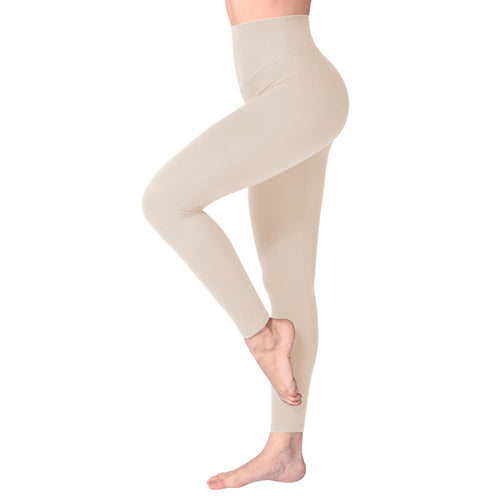SINOPHANT Leggins Vita Alta Donna, Leggings Donna Fitness Pantaloni Yoga Controllo della Pancia Opaco Elastici Morbido per Sportivi o Casual,S-M,Beige Bianco