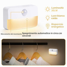 Carica l'immagine nel visualizzatore di Gallery, HOTUT Luce Notturna Batteria, 2 Pezzi Luce Notturna con Sensore di Movimento da Interno, Bambini, Bianca Calda per Camer
