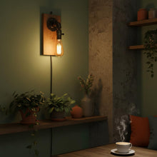 Carica l'immagine nel visualizzatore di Gallery, BARCELONA LED Applique da Parete Vintage in Legno e Metallo Stile Industriale Retro Design Tubo con Cavo Nero Interrutto