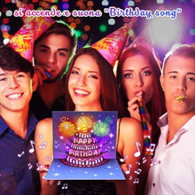 Carica l&#39;immagine nel visualizzatore di Gallery, FITMITE Biglietti Auguri Compleanno 3D Musicale e Luce Divertente Pop Up Biglietti Auguri Regalo Donna Compleanno Per Ragazza Amico Uomo Colleghi