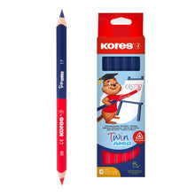 Carica l'immagine nel visualizzatore di Gallery, Kores - Twin Jumbo: Matita Bicolore Rosso e Blu per Bambini e Studenti, Mina Leggera e Forma Ergonomica Triangolare, Con