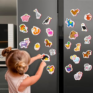 Little World 25 Magneti Bambini 1 anno – Gioco Calamite Bambini 2 anni - Calamite Animali per Bambini - Animali Magnetici per Lavagna - Animali da Fattoria Magnetici