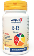Carica l'immagine nel visualizzatore di Gallery, LongLife® B12 1000 mcg | Vitamina B12 | Formula esclusiva sublinguale ad alto dosaggio | Elevato assorbimento | 2 mesi di trattamento | 60 tavolette | Vegano e senza glutine