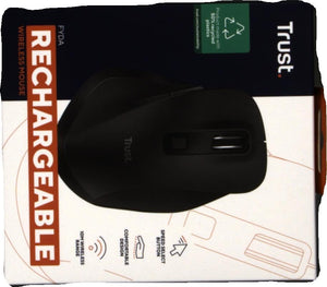 Trust Fyda Mouse Wireless Ricaricabile, Design Sostenibile, 800-2400 DPI, 6 Pulsanti, 2,4 GHz, Ricevitore USB, Mouse Ergonomico senza Filo per Laptop, PC, Computer, Macbook, Ufficio - Nero