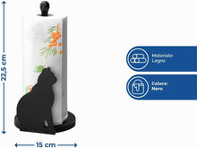 Carica l'immagine nel visualizzatore di Gallery, Maximex porta rotolo da cucina con gatto nero, altezza 30 cm