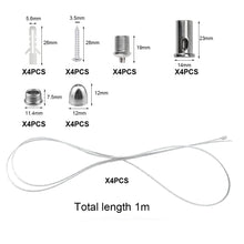 Carica l'immagine nel visualizzatore di Gallery, 4 Pezzi Kit Sospensione Pannello LED Cavo Acciaio 1M