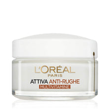 Carica l'immagine nel visualizzatore di Gallery, L'Oréal Paris Crema Viso trattamento nutriente giorno Attiva Anti-Rughe, Trattamento Fortificante 65+ con Multivitamine,