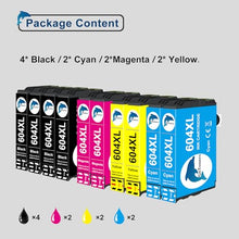 Carica l&#39;immagine nel visualizzatore di Gallery, GoToners 604XL Cartucce Compatibili per Epson 604 XL Multipack per XP-2200 XP-2205 XP-3200 XP-3205 XP-4200 XP-4205 WF-2910 WF-2930 WF-2935 WF-2950 (4 Nero, 2 Ciano, 2 Magenta, 2 Giallo)