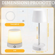 Carica l'immagine nel visualizzatore di Gallery, 2 Pezzi Lampada da Tavolo Regolabile in Altezza, Lampada da Tavolo Senza Fili, Tavolo a LED con Batteria USB, dimmerabil
