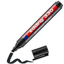 Carica l'immagine nel visualizzatore di Gallery, edding 330 pennarello indelebile - nero - 1 marcatore - punta a scalpello 1-5 mm - impermeabile, ad asciugatura rapida, a prova di sbavature - per cartone, plastica, vetro, legno, metallo e tessuto