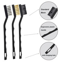 Carica l'immagine nel visualizzatore di Gallery, Lmyzcbzl 3Pcs Mini Spazzole Metalliche, Set di Spazzole Metalliche, Setole in Ottone e Nylon in Acciaio Inossidabile, pe