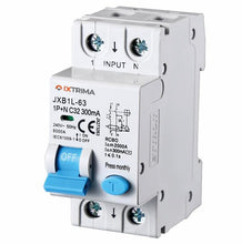 Carica l'immagine nel visualizzatore di Gallery, Interruttore Magnetotermico Differenziale 1P+N 32A 300mA 220V-6KA 2 moduli 300mA per Guida DIN - Protezione Circuiti e S