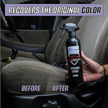 Carica l'immagine nel visualizzatore di Gallery, Pulisce la tappezzeria in tessuto e Alcantara per sedili e tappetini dell'auto, Detergente per interni auto Nuovo profumo - BassMotor Ultimate Interior 500ml + Spazzola
