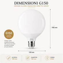 Carica l'immagine nel visualizzatore di Gallery, Lampadina Globo LED G150 E27 30W Luce Naturale 2520 lm 15x19 cm