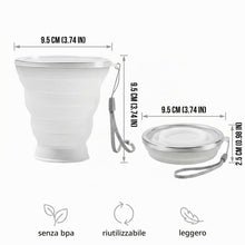 Carica l'immagine nel visualizzatore di Gallery, 320 Ml Bicchiere Portatile Pieghevole Da Viaggio Con Coperchio In Plastica, Bicchiere Pieghevole In Silicone Senza Bpa ，