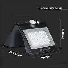 Carica l'immagine nel visualizzatore di Gallery, Lampada da Muro LED 1.5W, con Pannello Solare e Sensore, Nera