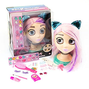Nice Group- Influencer Make Up Doll, Testa da Truccare e Pettinare con Occhi Cambia Colore per Bambine Influenzare Trucchi, Multicolore, Taglia Unica, 92049