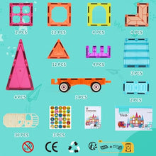 Carica l'immagine nel visualizzatore di Gallery, Gavgroom Costruzioni Magnetiche 80 Pezzi Colorati Costruzioni per Bambini 3 Anni Magneti Bambini con 1 Auto Tessere Magnetiche per Bambini da 3 4 5 6 7 8