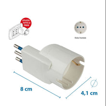 Carica l'immagine nel visualizzatore di Gallery, Poly Pool PP2233 Adattatore Salvaspazio Con Spina Piccola 10 A E Presa P30 Standard Tedesco Bianco