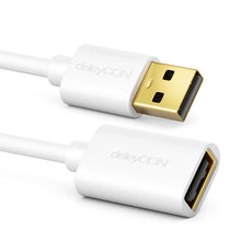 Carica l'immagine nel visualizzatore di Gallery, deleyCON 2m Cavo di Prolunga USB 2.0 USB-A a USB-A - Bianco