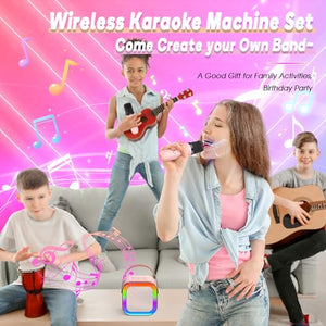 Dislocati Microfono Karaoke per Bambini, Regalo Bambina 4-12 Anni Microfono Bambini Giochi Bambina 4-12 Anni Karaoke con Microfono Bluetooth Regalo Ragazza Giocattoli Bambina 4-12 Anni