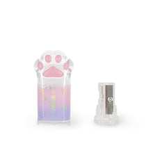 Carica l'immagine nel visualizzatore di Gallery, Legami - Temperino con Contenitore Meow, Temperamatite, a Forma di Zampa di Gatto, Trasparemte con Dettagli Glitter, in PS