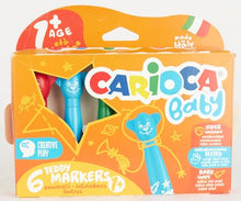 Carica l'immagine nel visualizzatore di Gallery, CARIOCA Baby Teddy Marker 1+ | Set Colori con Pennarelli Super Lavabili, Scatola Pennarelli per Bambini dai 12 Mesi, 6 Pezzi