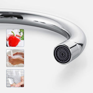Auralum Rubinetto da cucina elegante miscelatore lavello cucina beccuccio alto girevole a 360° rubinetto lavello montabile ad acqua calda e fredda