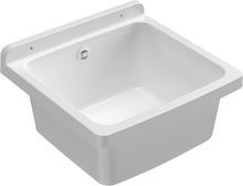 Carica l'immagine nel visualizzatore di Gallery, Adventa: Vasca in resina di PP, fissaggio a Parete, Compatto, Con Sifone e Piletta, Resistente agli acidi di uso comune, Lavanderia, Garage, Esterno, 40L x 40P x 19H cm, Bianco